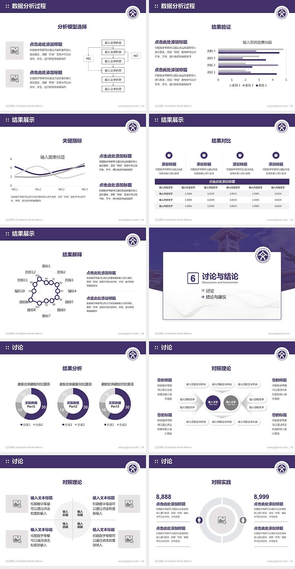 丽江文化旅游学院论文答辩标准PPT模板4:3格式幻灯片预览图5