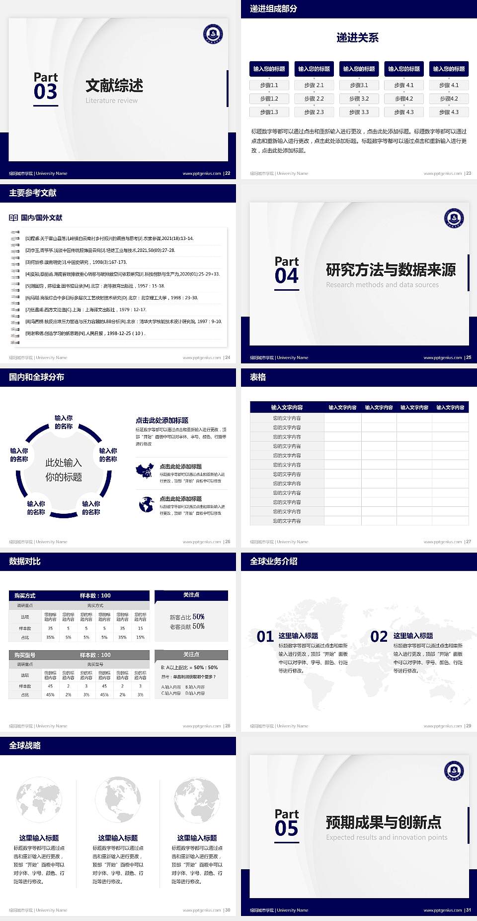 绵阳城市学院硕士研究生/本科生毕业论文答辩/开题报告通用PPT模板下载4:3格式幻灯片预览图4