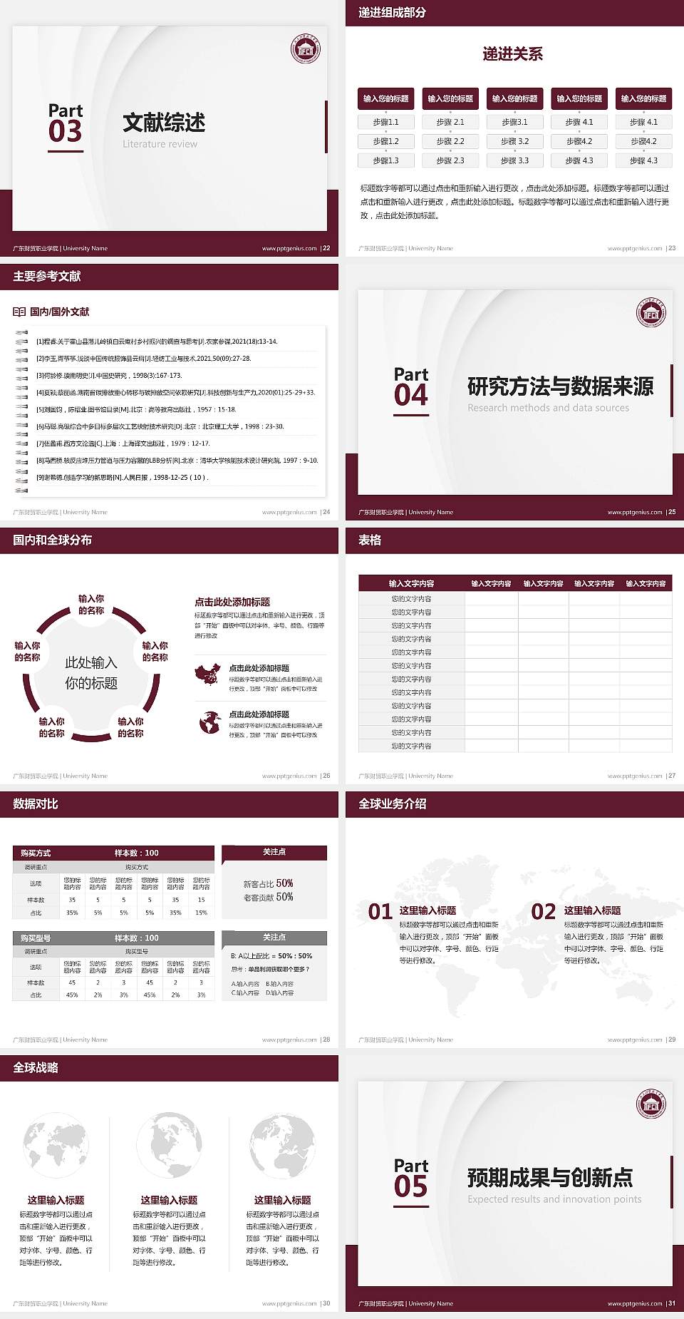 广东财贸职业学院硕士研究生/本科生毕业论文答辩/开题报告通用PPT模板下载4:3格式幻灯片预览图4