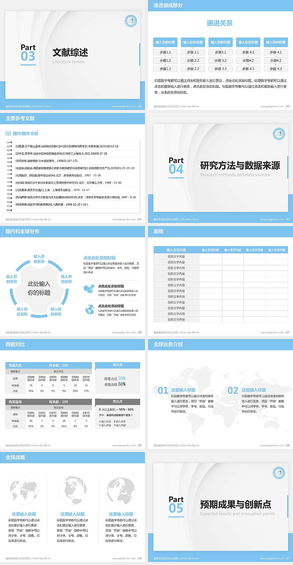 重庆安全技术职业学院硕士研究生/本科生毕业论文答辩/开题报告通用PPT模板下载4:3格式幻灯片预览图4