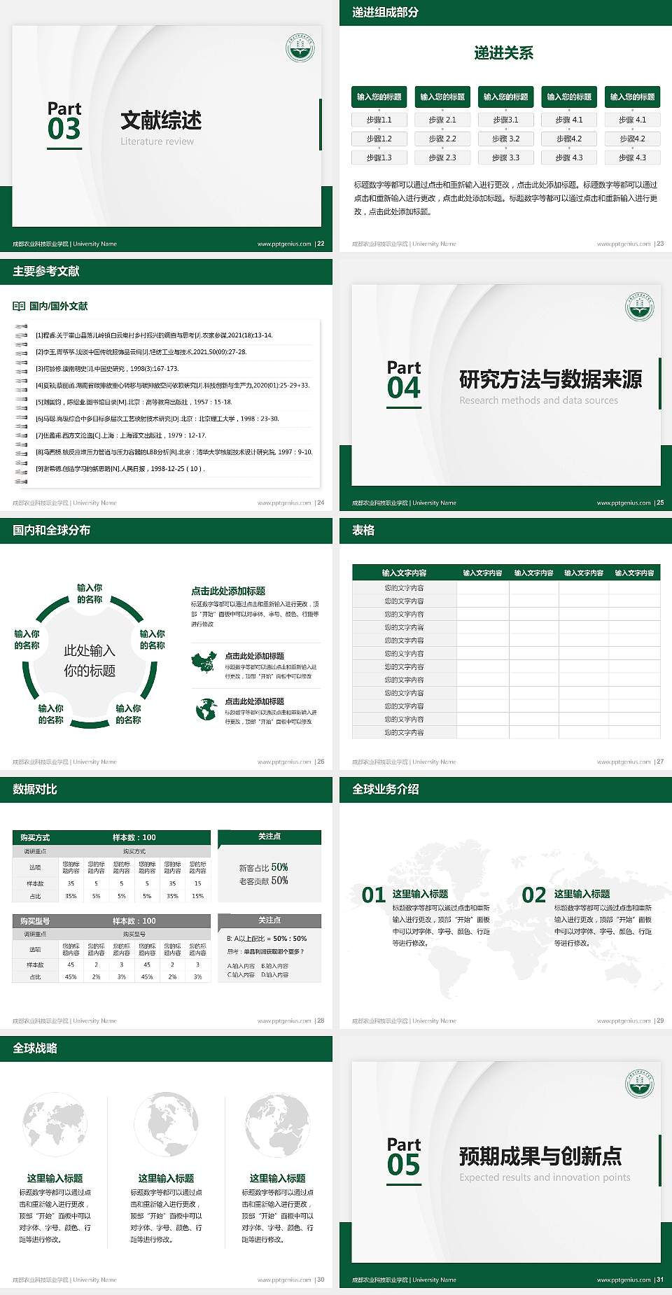 成都农业科技职业学院硕士研究生/本科生毕业论文答辩/开题报告通用PPT模板下载4:3格式幻灯片预览图4