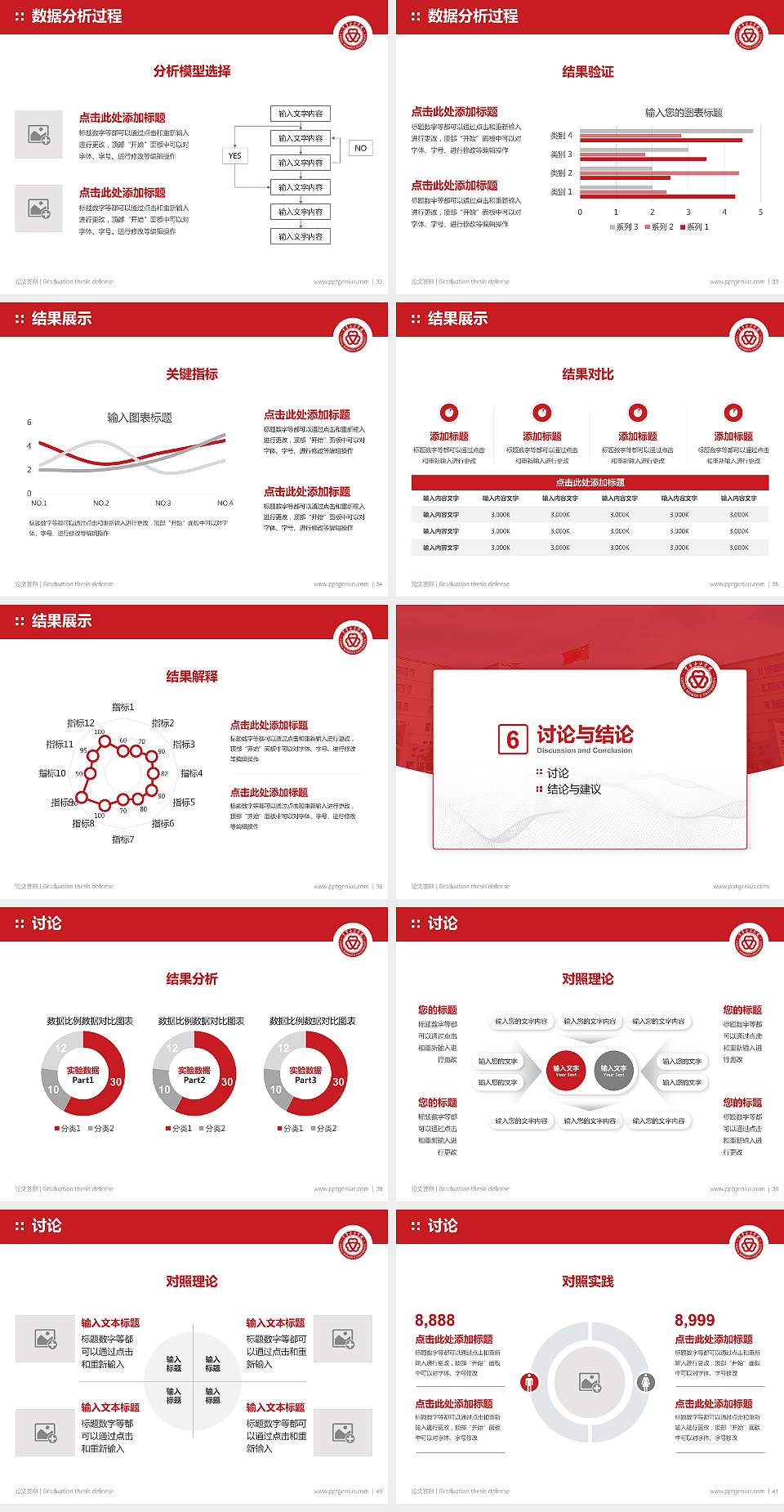 中华女子学院论文答辩标准PPT模板4:3格式幻灯片预览图5