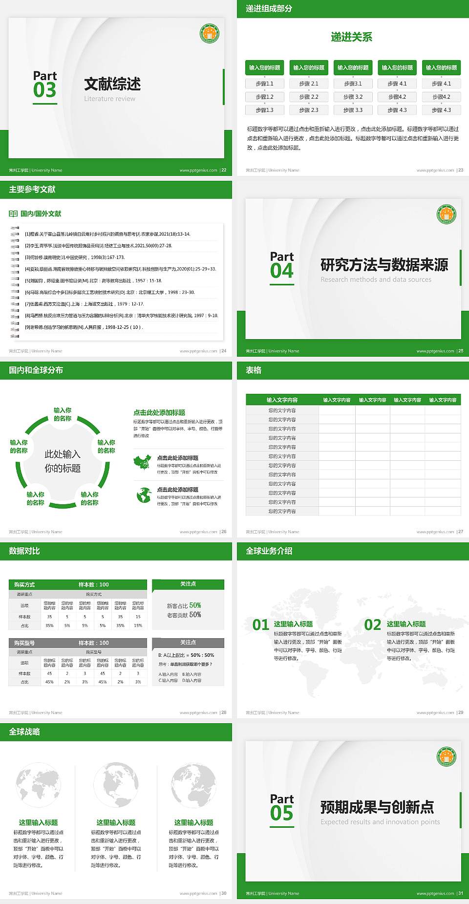 常州工学院硕士研究生/本科生毕业论文答辩/开题报告通用PPT模板下载4:3格式幻灯片预览图4