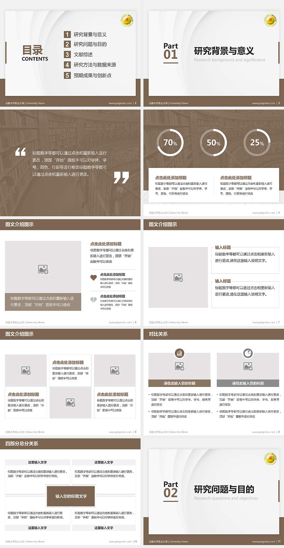 乌鲁木齐职业大学硕士研究生/本科生毕业论文答辩/开题报告通用PPT模板下载4:3格式幻灯片预览图2