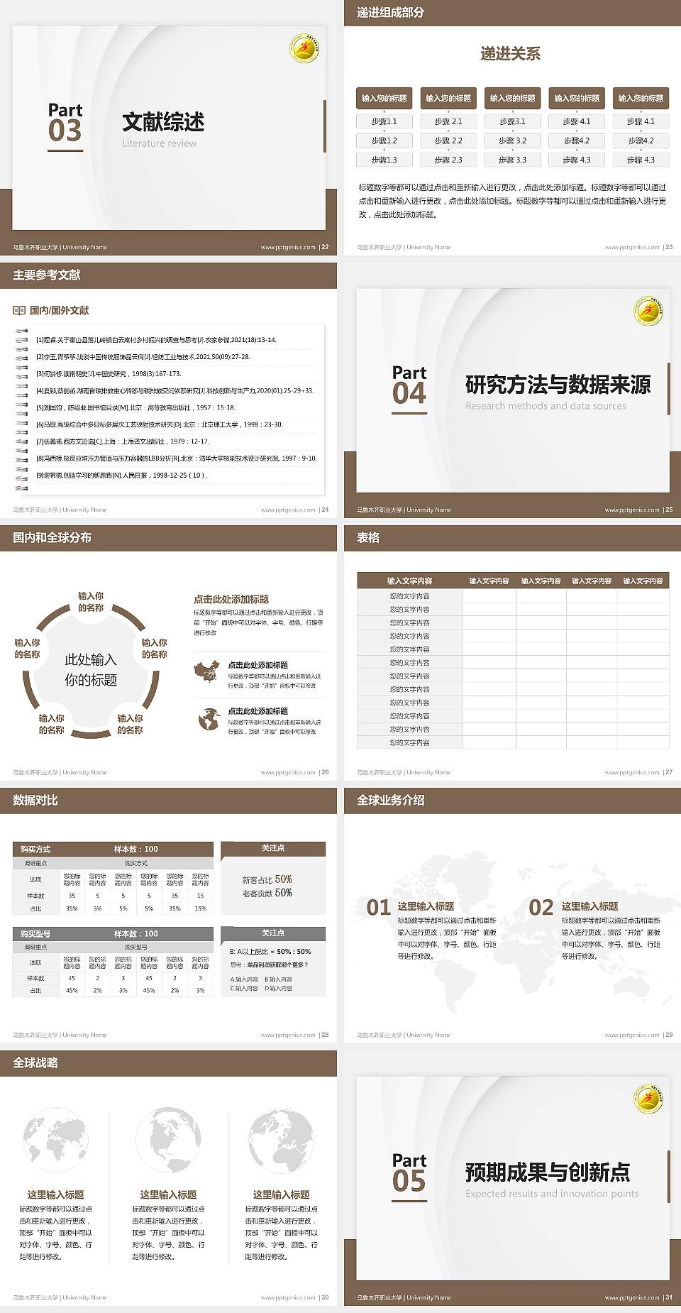 乌鲁木齐职业大学硕士研究生/本科生毕业论文答辩/开题报告通用PPT模板下载4:3格式幻灯片预览图4