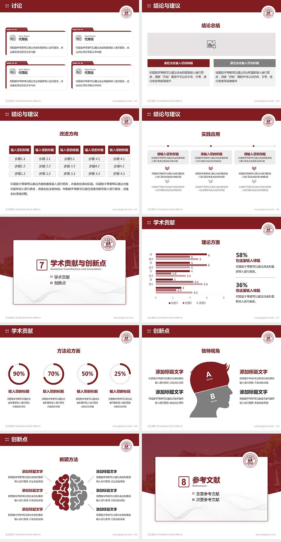 上海财经大学论文答辩标准PPT模板4:3格式幻灯片预览图6