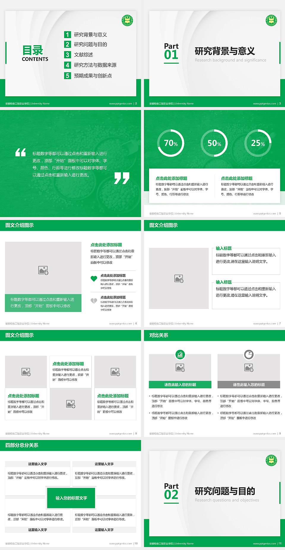 安徽粮食工程职业学院硕士研究生/本科生毕业论文答辩/开题报告通用PPT模板下载4:3格式幻灯片预览图2