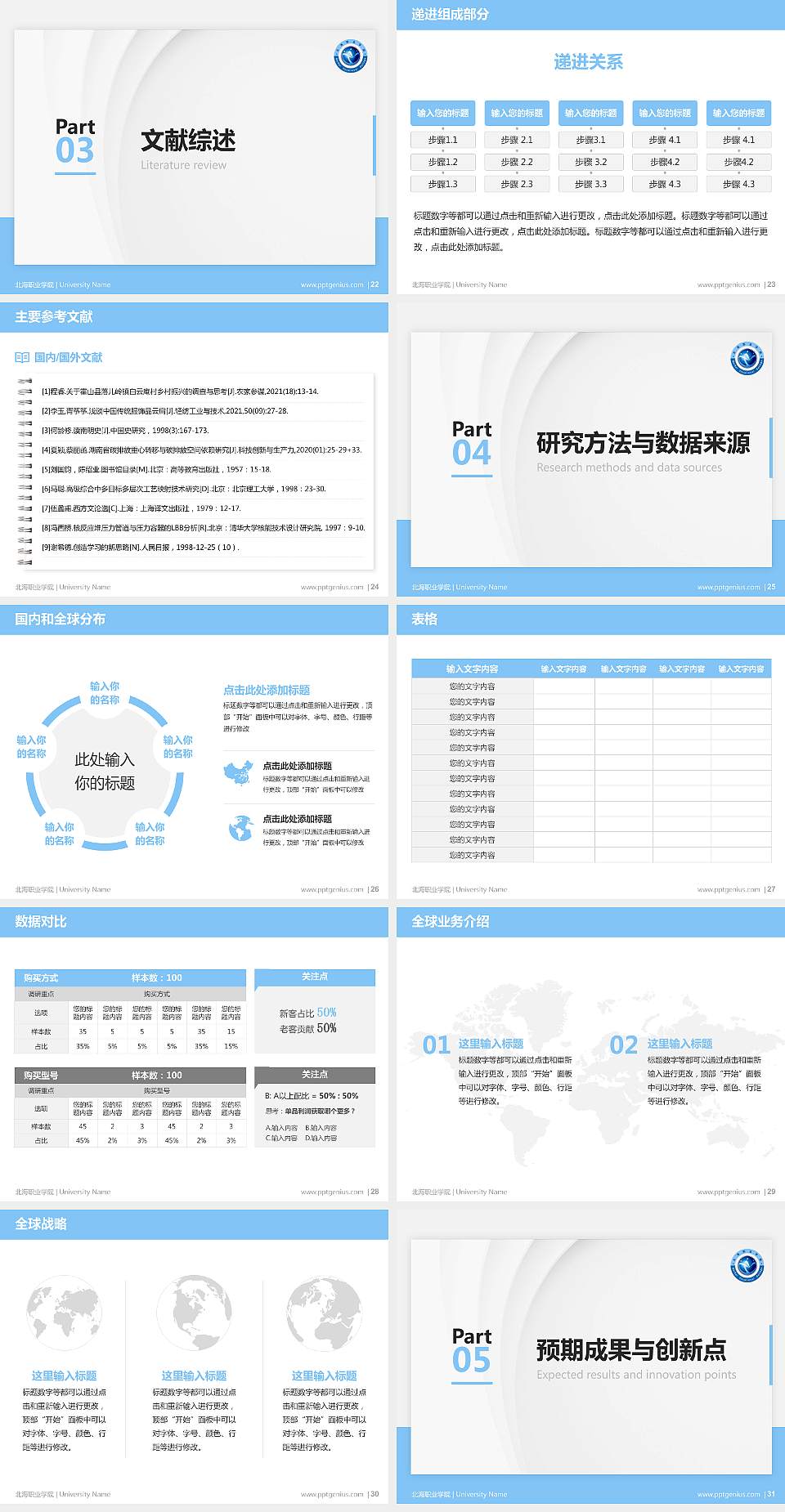 北海职业学院硕士研究生/本科生毕业论文答辩/开题报告通用PPT模板下载4:3格式幻灯片预览图4