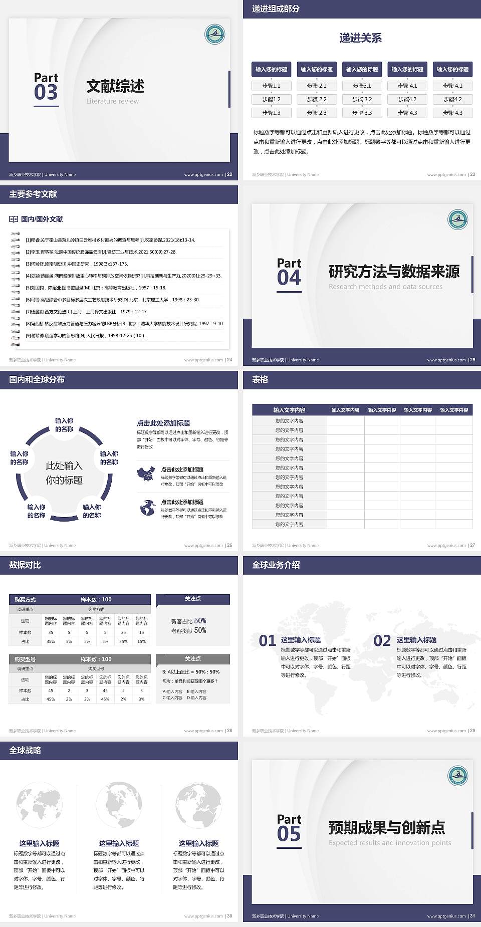 新乡职业技术学院硕士研究生/本科生毕业论文答辩/开题报告通用PPT模板下载4:3格式幻灯片预览图4
