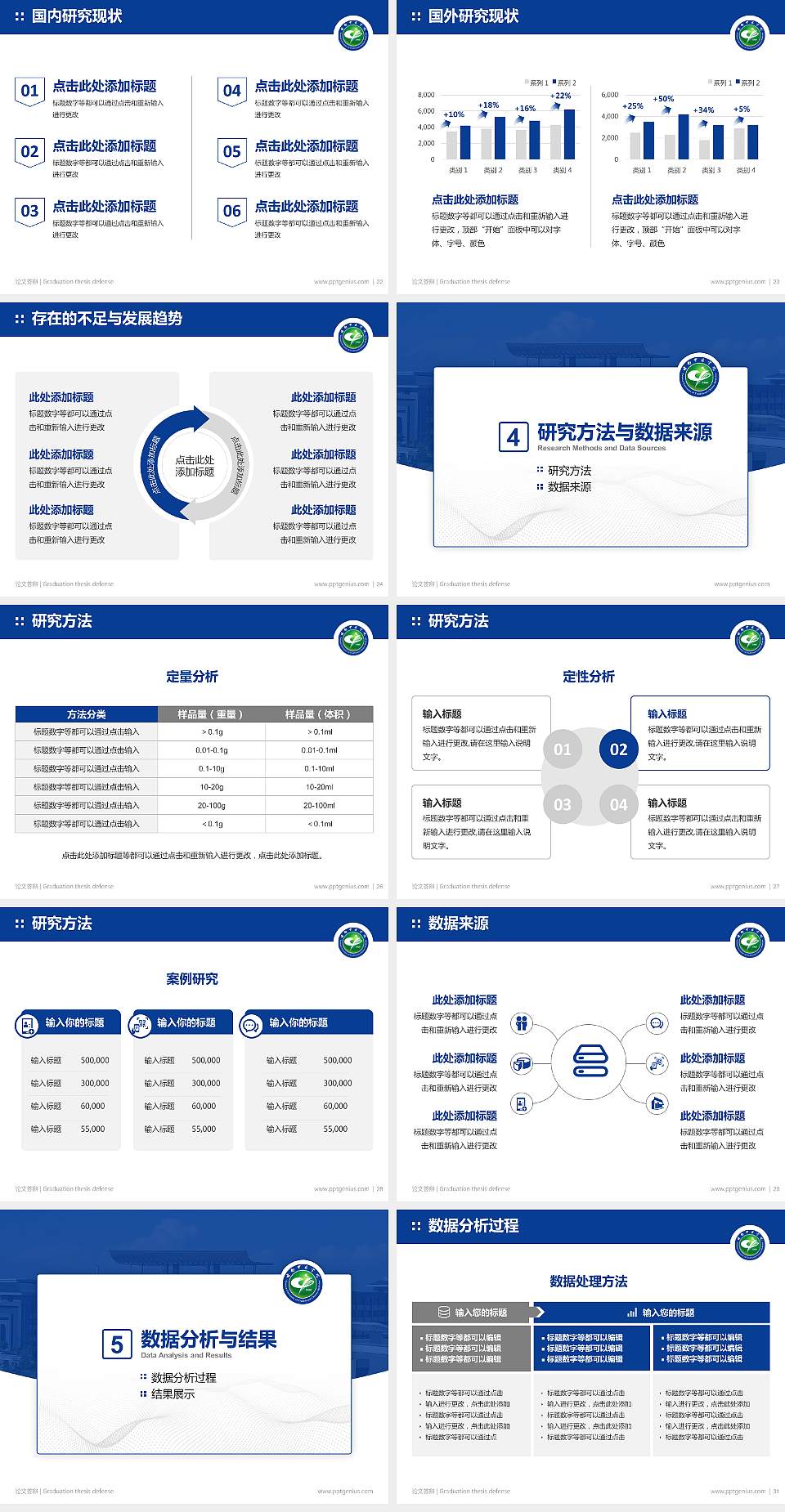 云南中医学院论文答辩标准PPT模板4:3格式幻灯片预览图4
