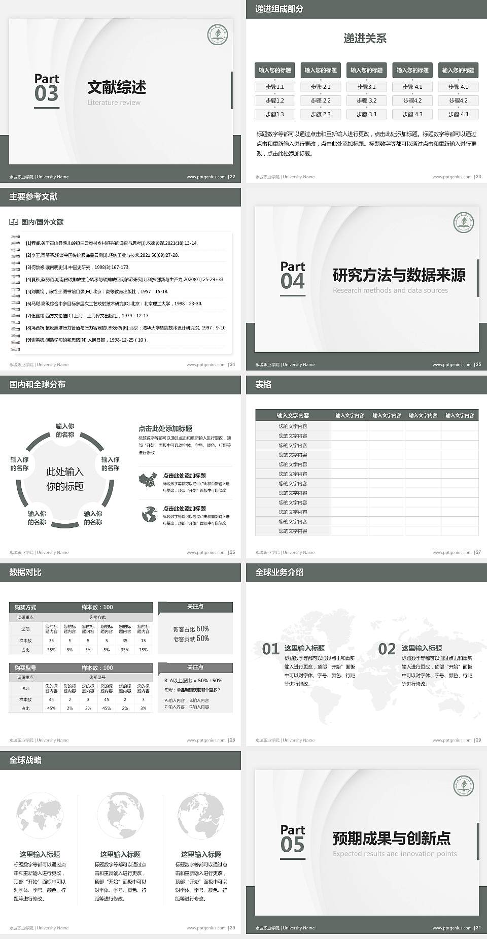 永城职业学院硕士研究生/本科生毕业论文答辩/开题报告通用PPT模板下载4:3格式幻灯片预览图4