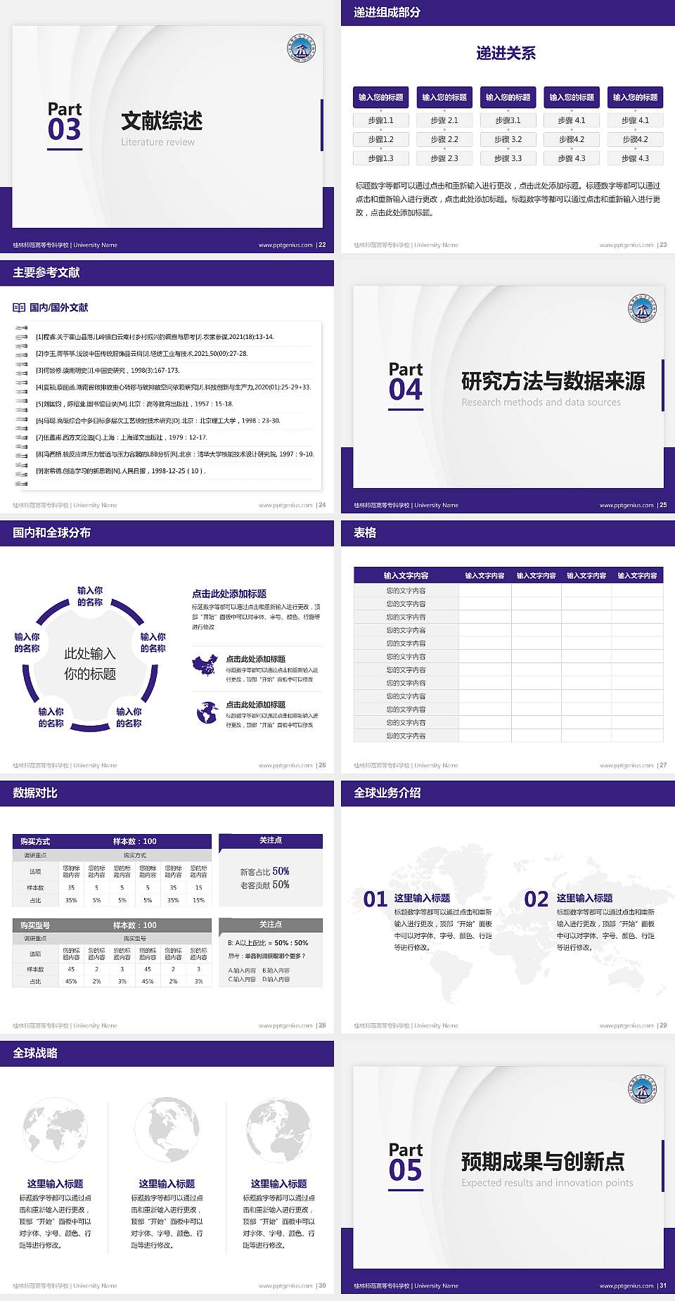 桂林师范高等专科学校硕士研究生/本科生毕业论文答辩/开题报告通用PPT模板下载4:3格式幻灯片预览图4