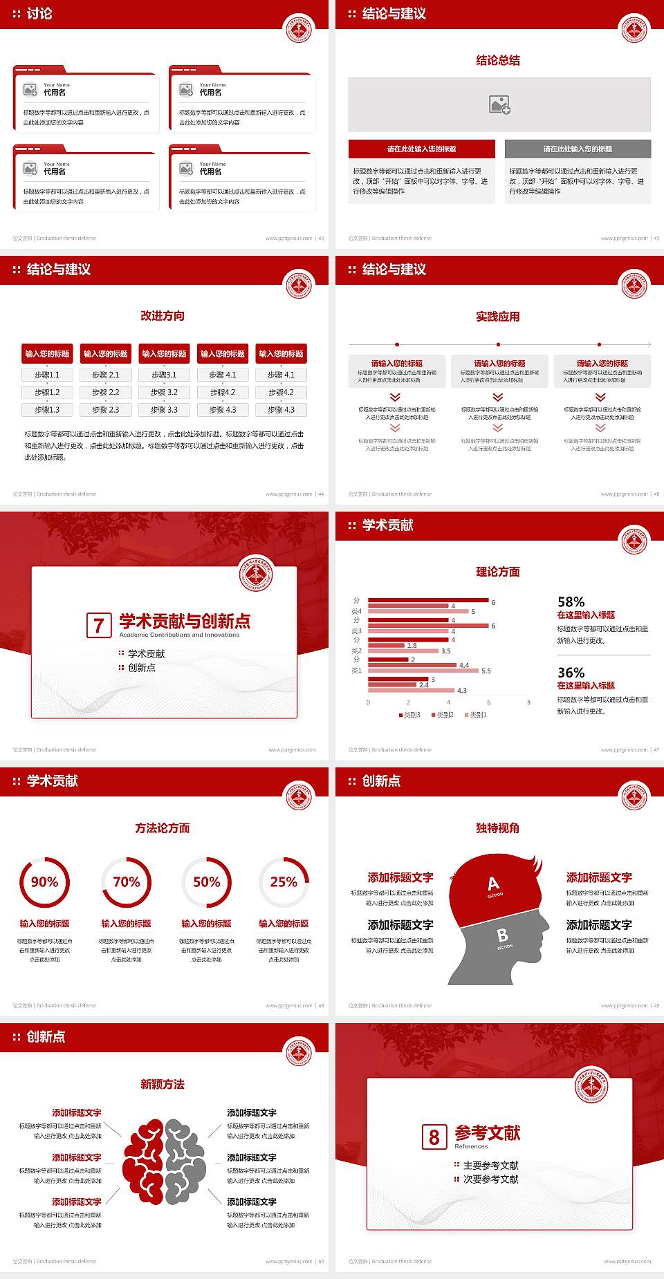 天津医科大学临床医学院论文答辩标准PPT模板4:3格式幻灯片预览图6
