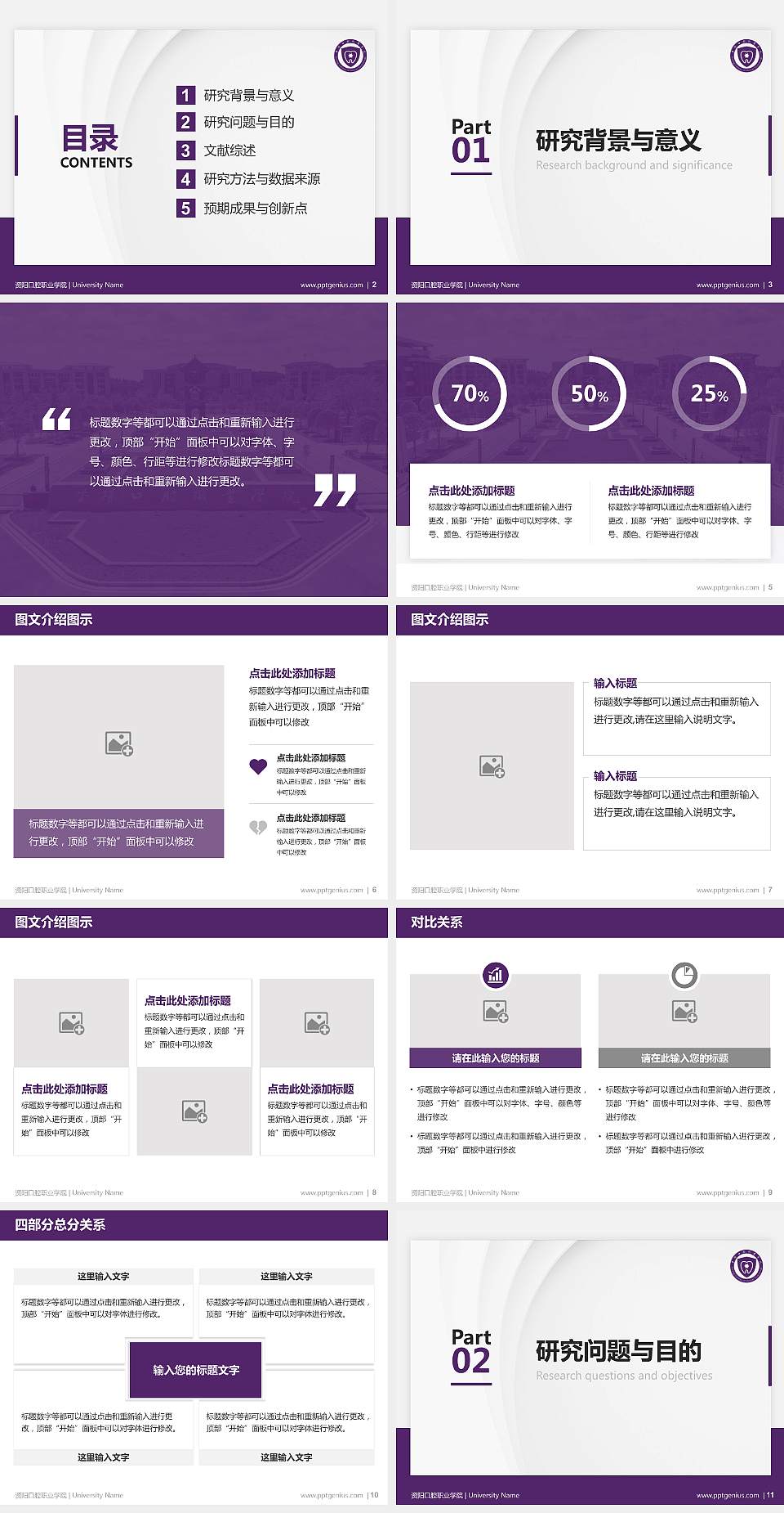 资阳口腔职业学院硕士研究生/本科生毕业论文答辩/开题报告通用PPT模板下载4:3格式幻灯片预览图2