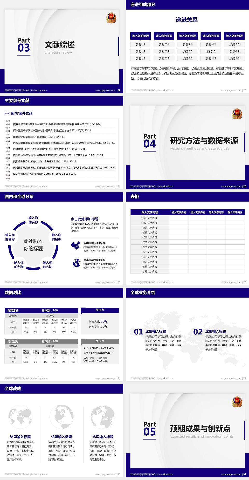 新疆兵团警官高等专科学校硕士研究生/本科生毕业论文答辩/开题报告通用PPT模板下载4:3格式幻灯片预览图4