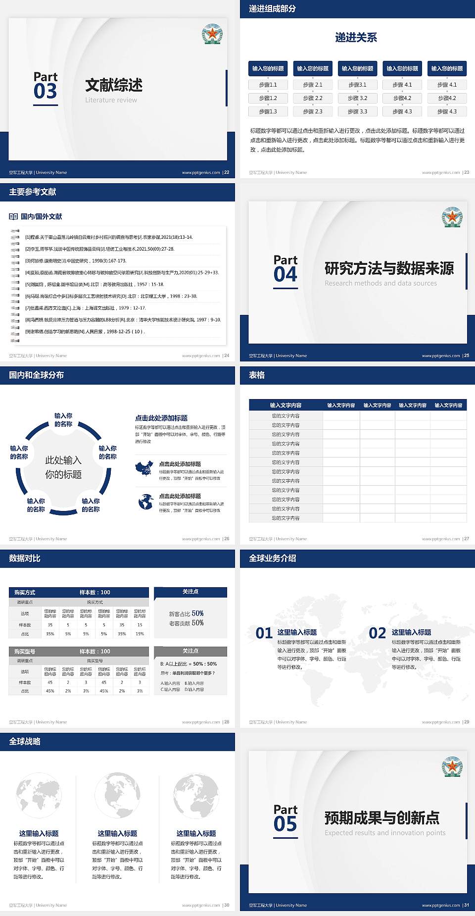 空军工程大学硕士研究生/本科生毕业论文答辩/开题报告通用PPT模板下载4:3格式幻灯片预览图4