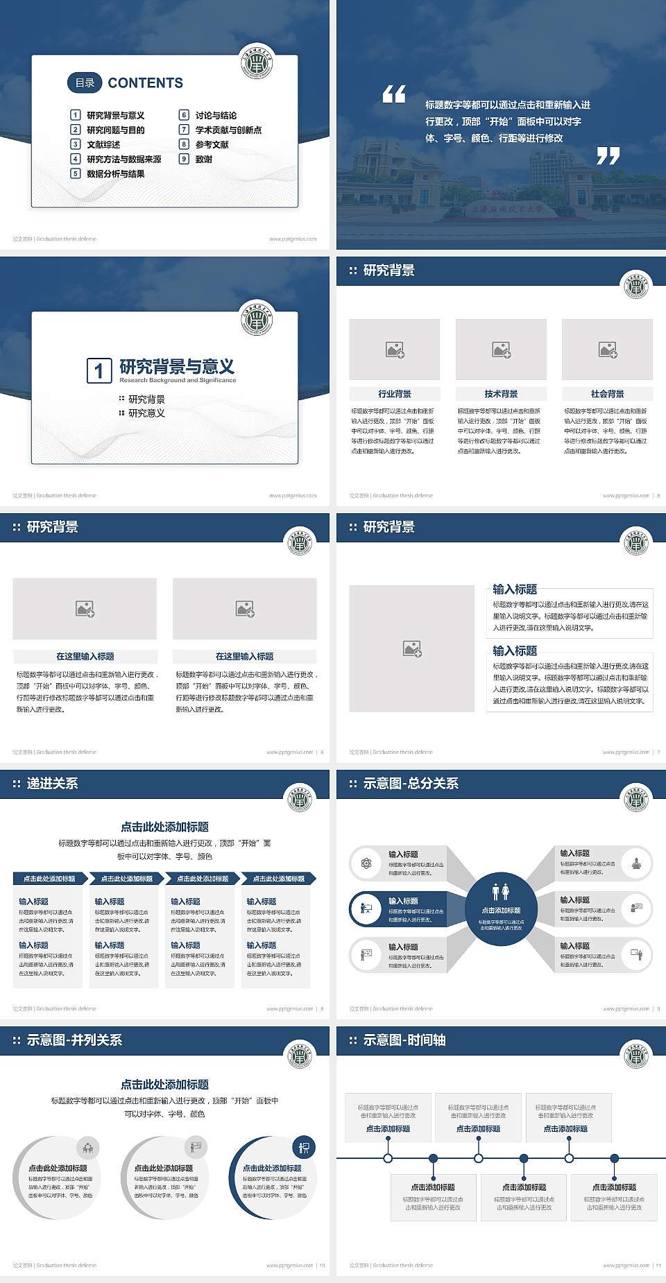 上海应用技术大学论文答辩标准PPT模板4:3格式幻灯片预览图2