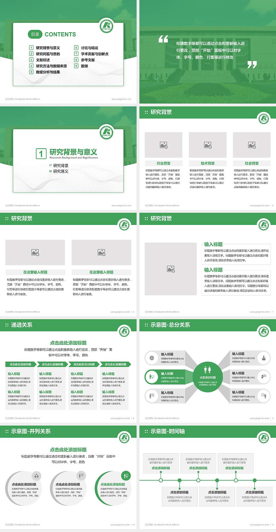 广州康大职业技术学院论文答辩标准PPT模板4:3格式幻灯片预览图2