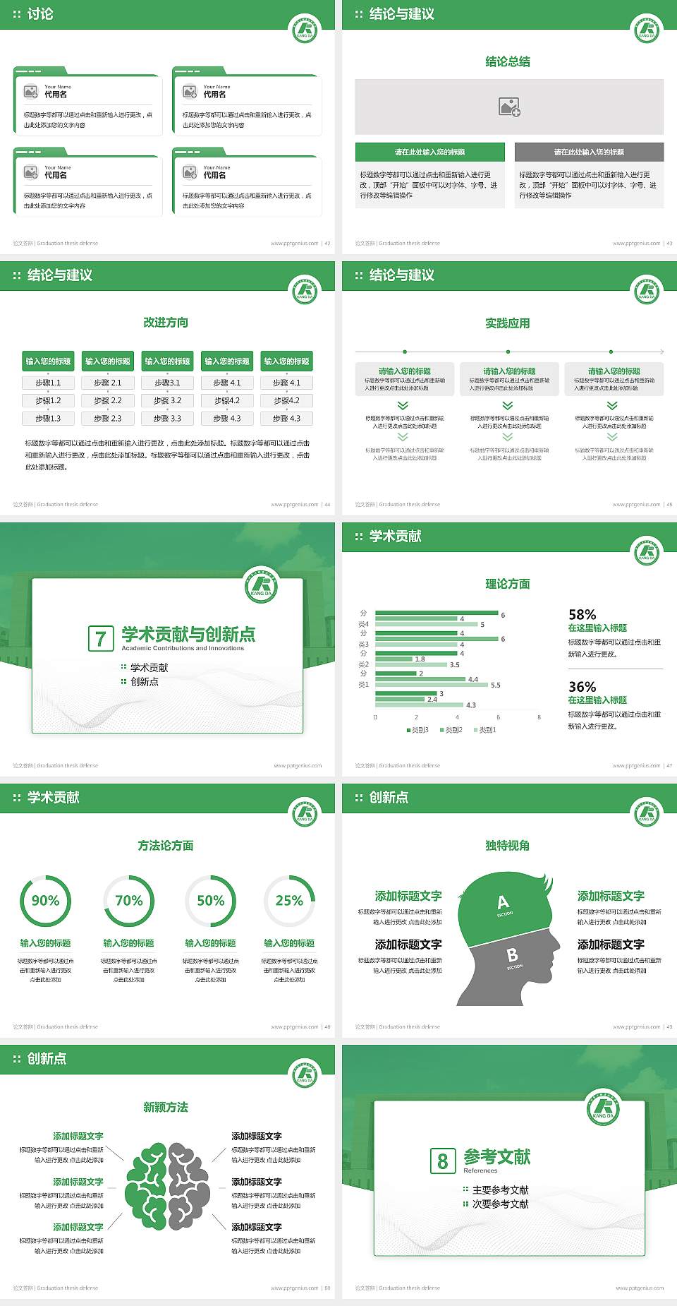 广州康大职业技术学院论文答辩标准PPT模板4:3格式幻灯片预览图6