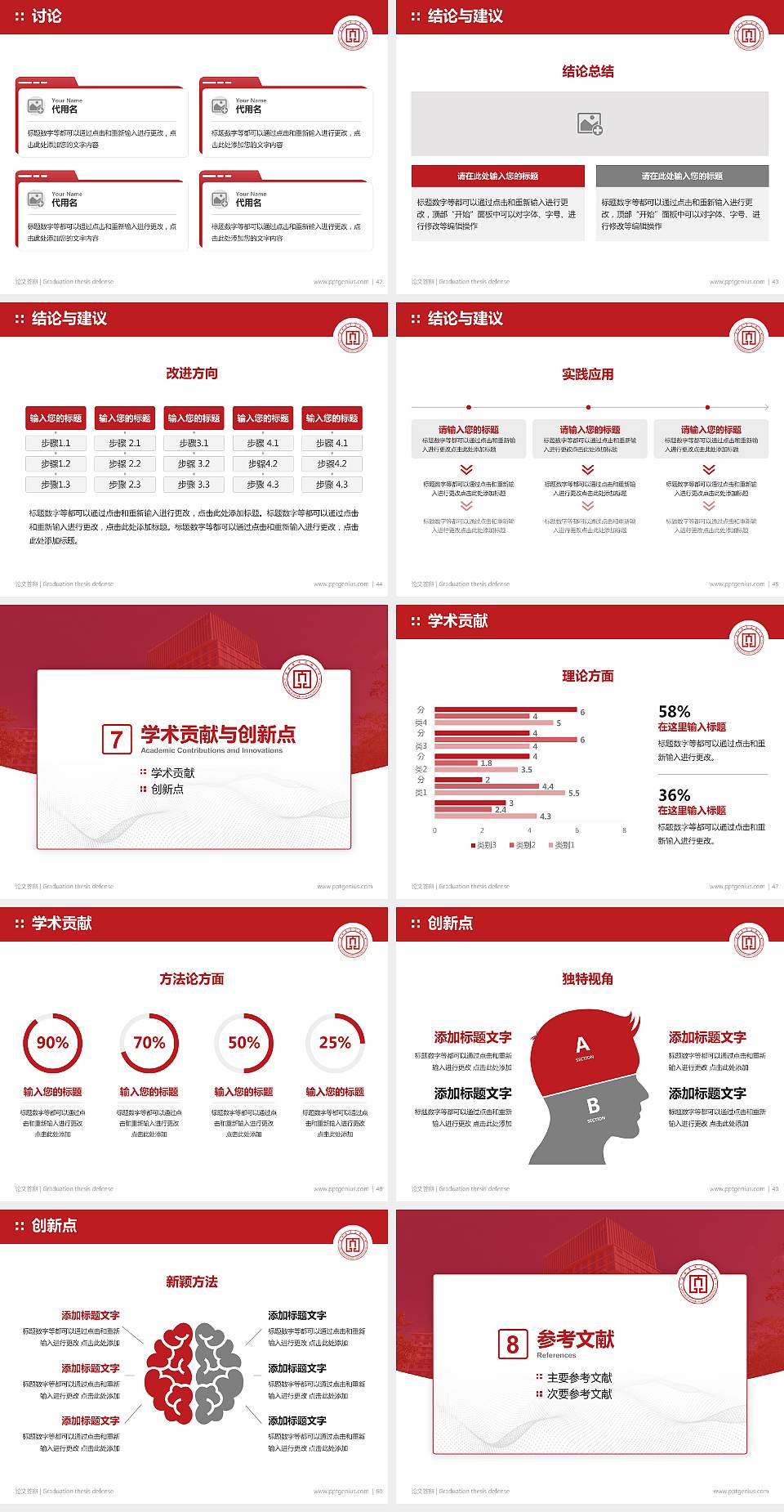 滇西应用技术大学论文答辩标准PPT模板4:3格式幻灯片预览图6