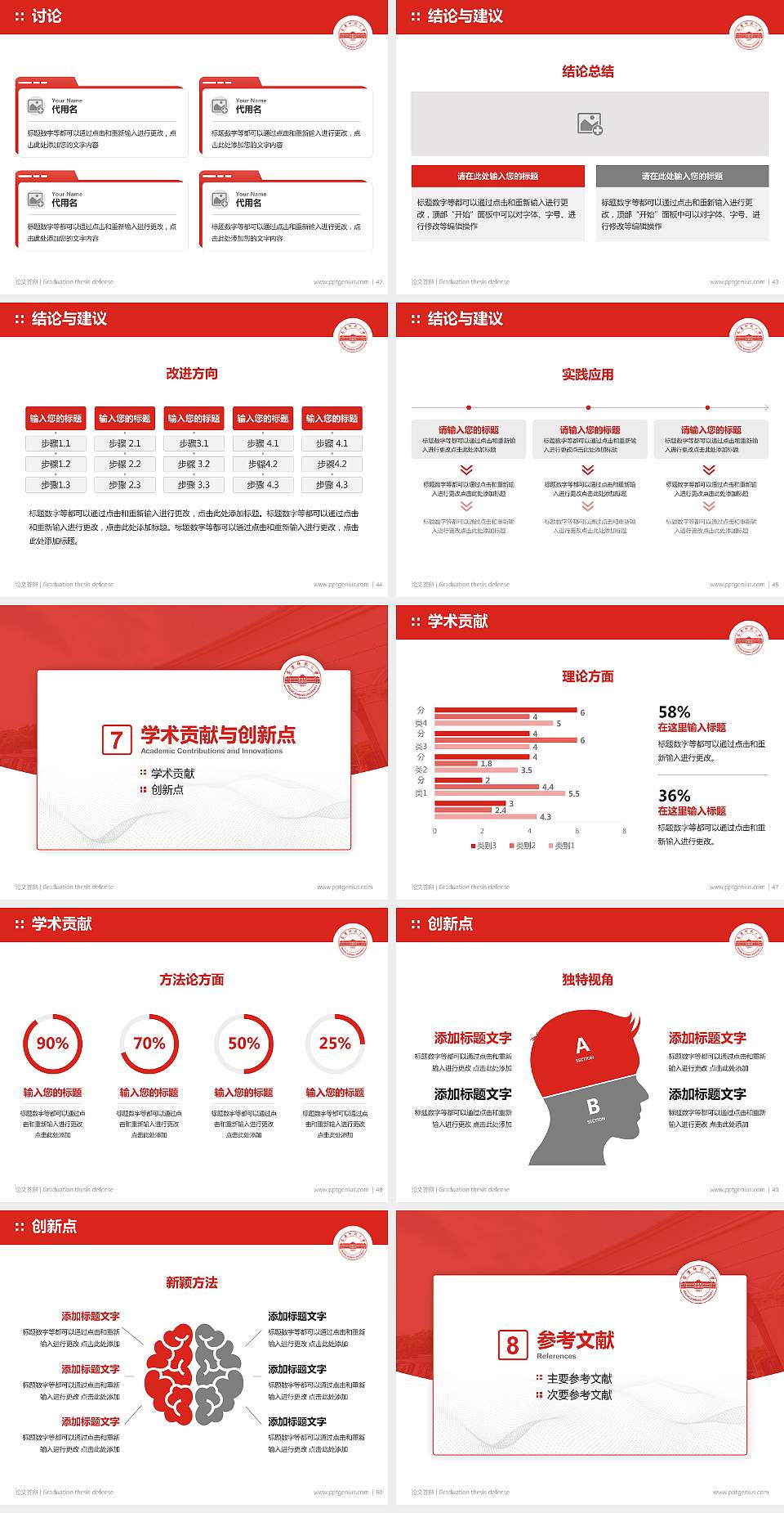 安庆师范大学论文答辩标准PPT模板4:3格式幻灯片预览图6