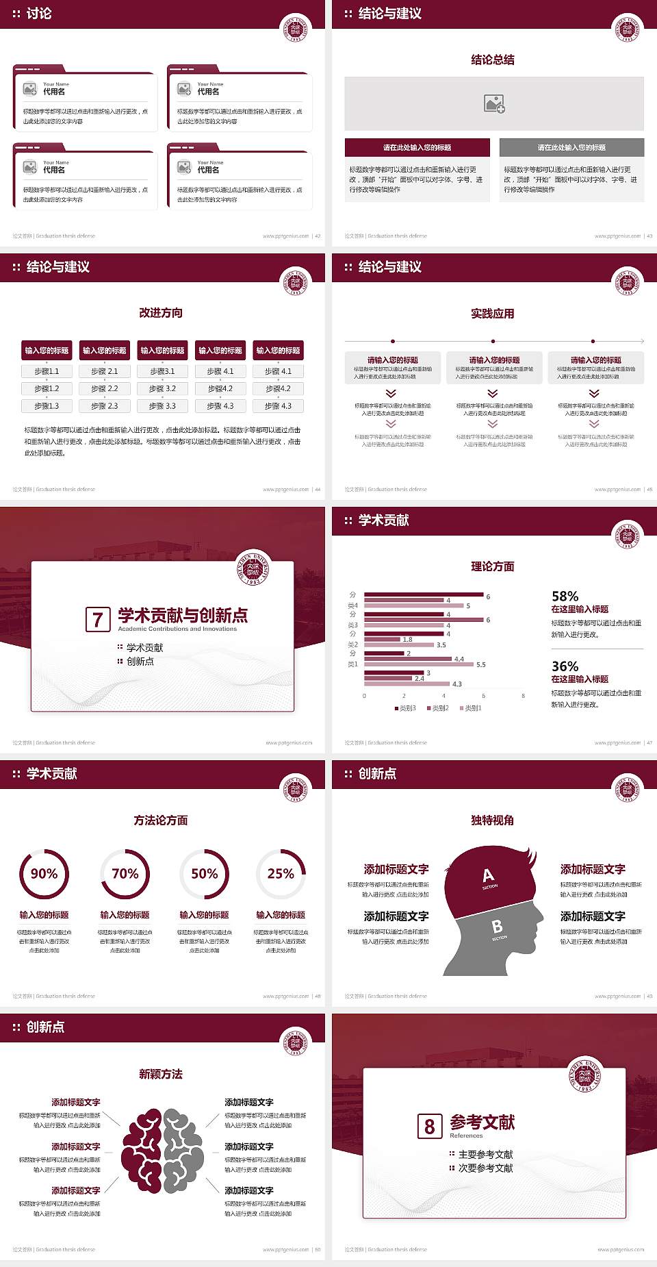 深圳大学论文答辩标准PPT模板4:3格式幻灯片预览图6
