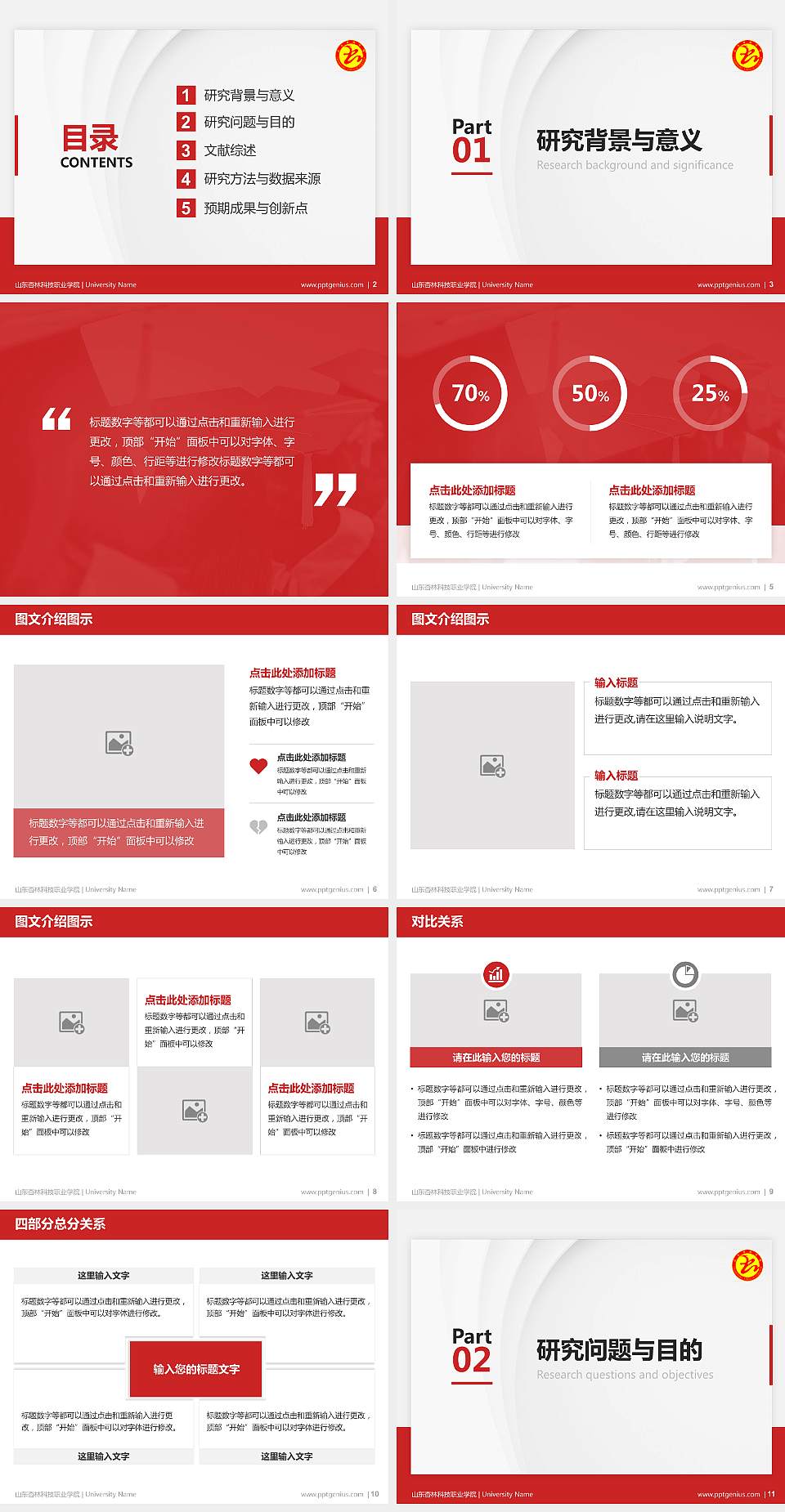 山东杏林科技职业学院硕士研究生/本科生毕业论文答辩/开题报告通用PPT模板下载4:3格式幻灯片预览图2