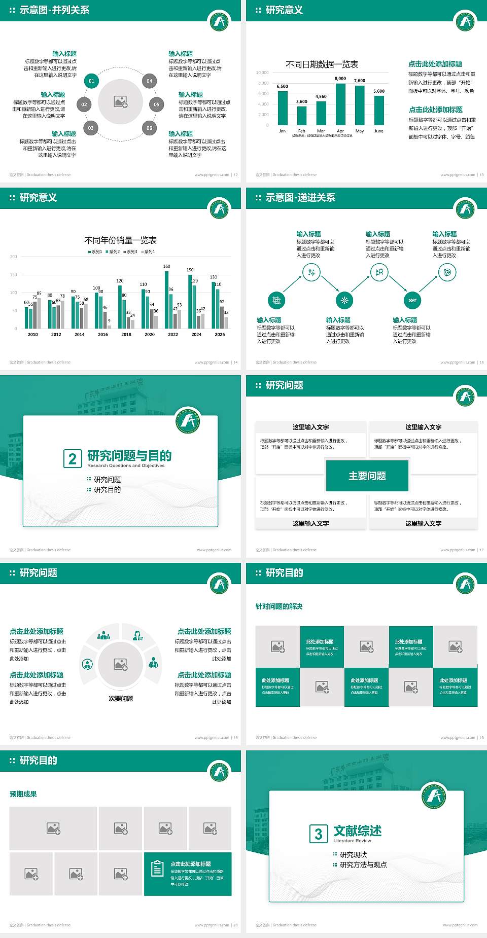 广东省外语艺术职业学院论文答辩标准PPT模板4:3格式幻灯片预览图3