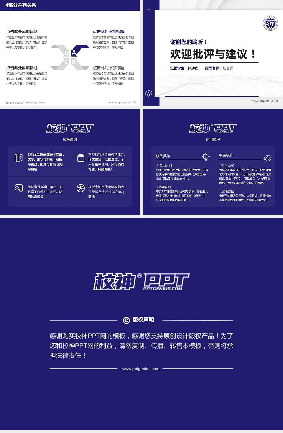 山东外事职业大学硕士研究生/本科生毕业论文答辩/开题报告通用PPT模板下载4:3格式幻灯片预览图5