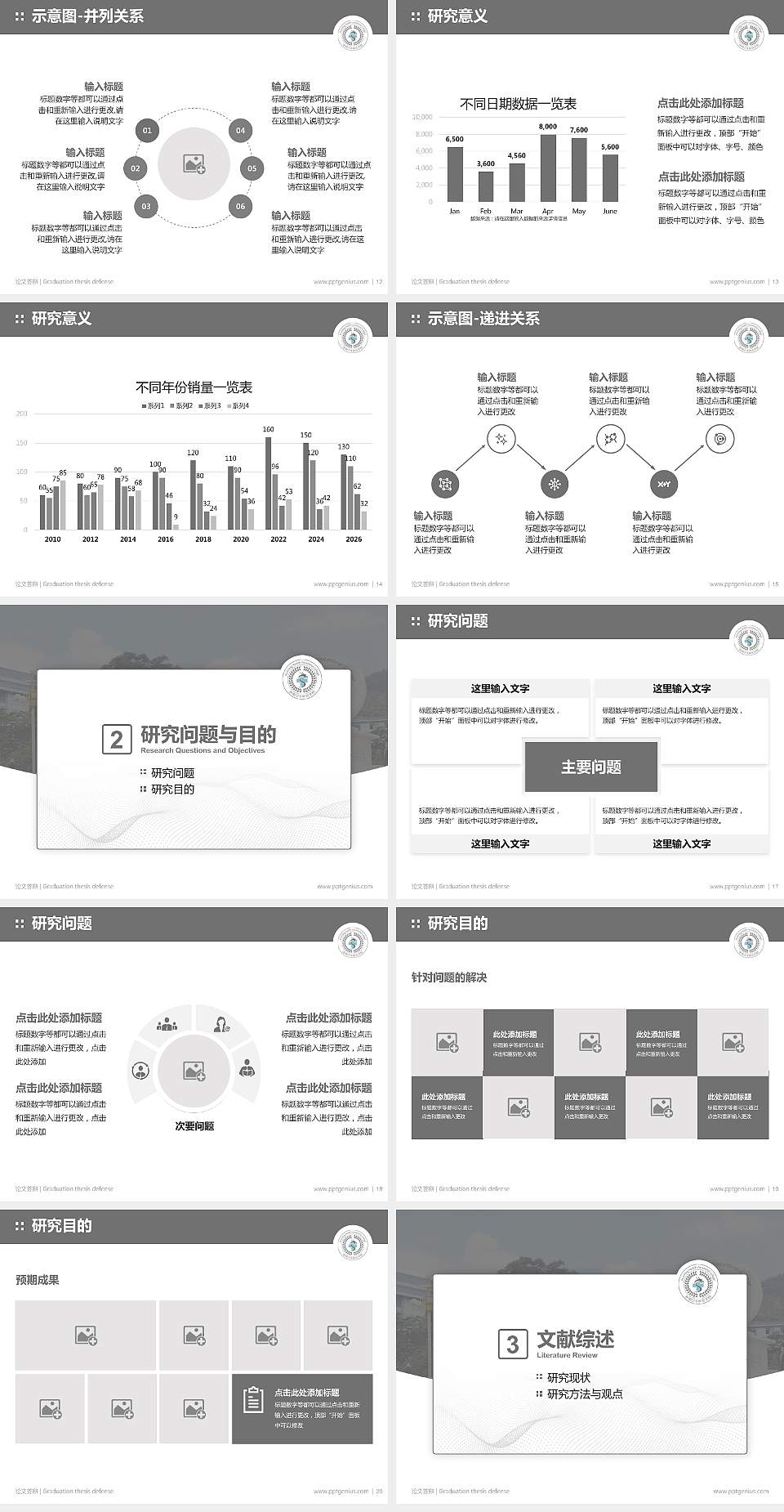 昆明卫生职业学院论文答辩标准PPT模板4:3格式幻灯片预览图3
