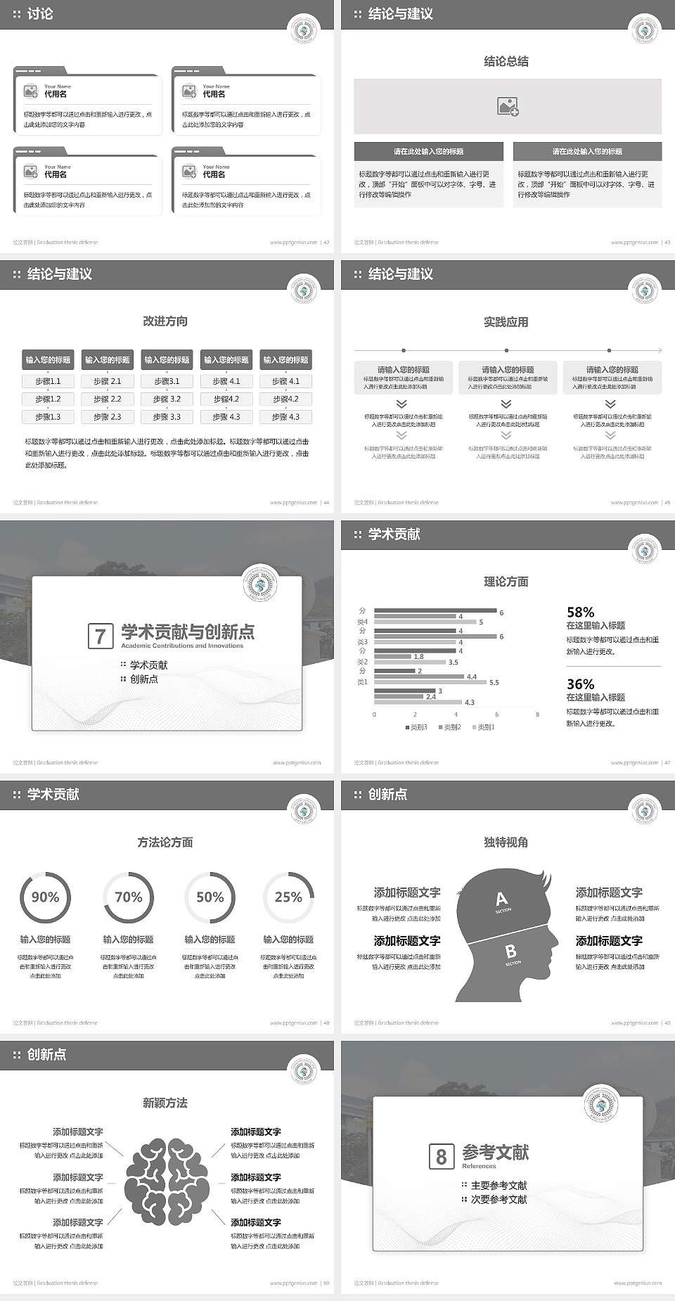 昆明卫生职业学院论文答辩标准PPT模板4:3格式幻灯片预览图6