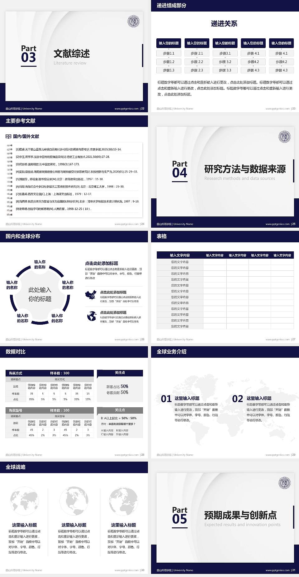 唐山师范学院硕士研究生/本科生毕业论文答辩/开题报告通用PPT模板下载4:3格式幻灯片预览图4
