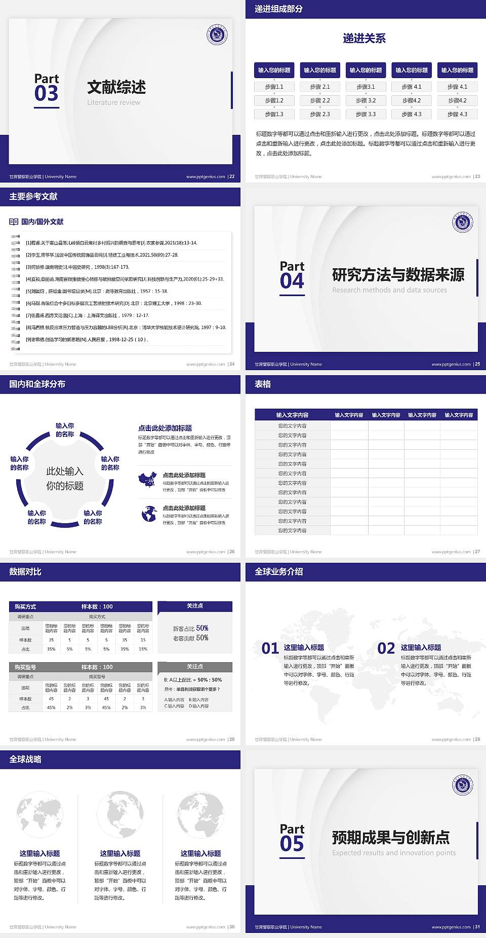 甘肃警察职业学院硕士研究生/本科生毕业论文答辩/开题报告通用PPT模板下载4:3格式幻灯片预览图4