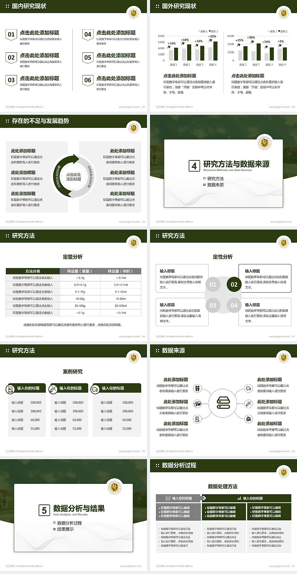 武警后勤学院论文答辩标准PPT模板4:3格式幻灯片预览图4