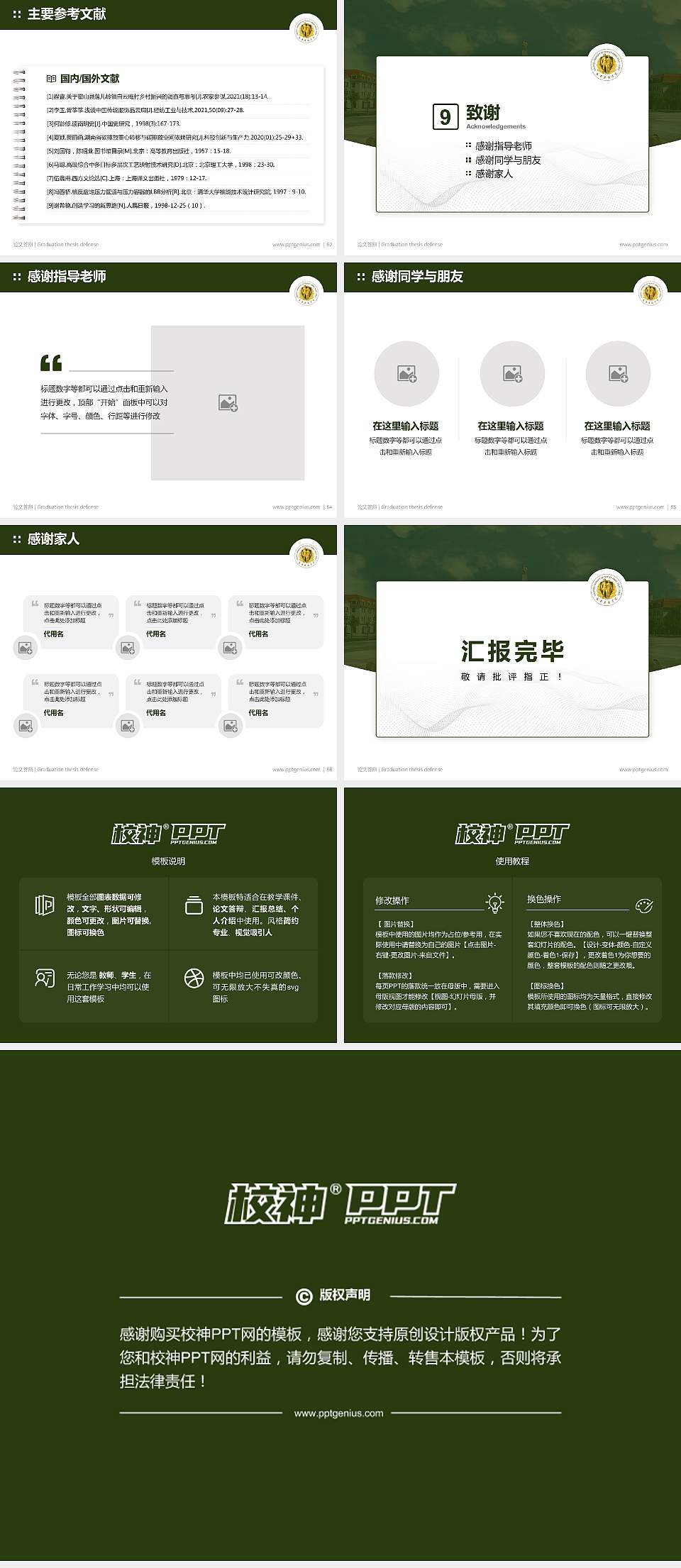 武警后勤学院论文答辩标准PPT模板4:3格式幻灯片预览图7