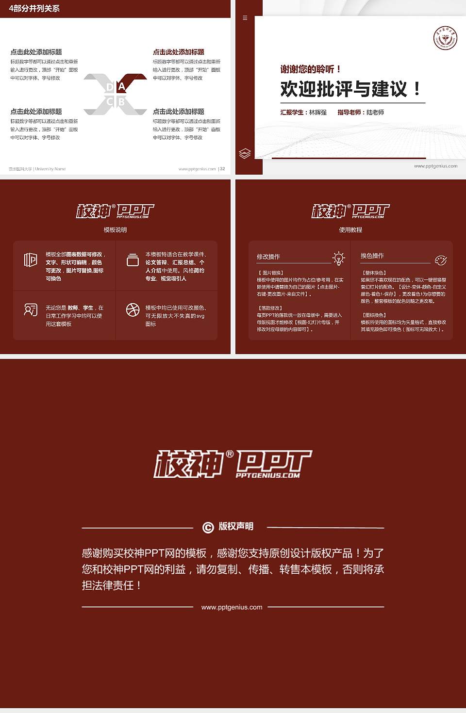 贵州医科大学硕士研究生/本科生毕业论文答辩/开题报告通用PPT模板下载4:3格式幻灯片预览图5