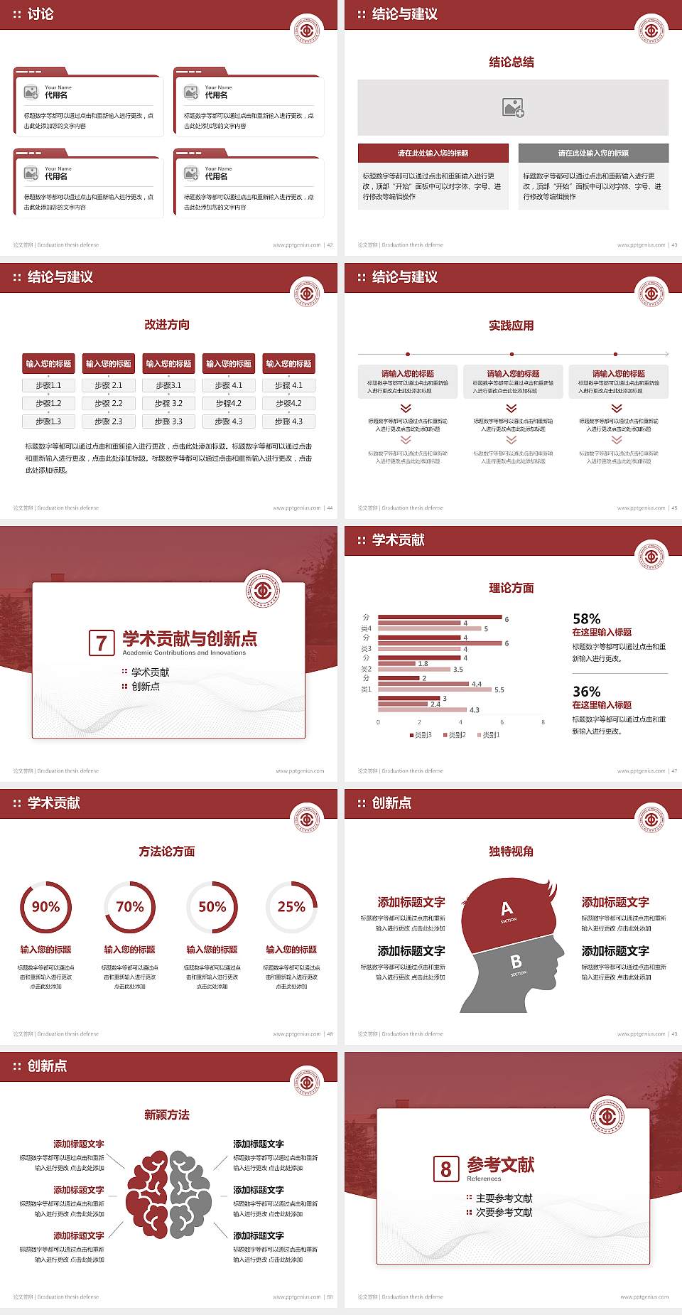 中国劳动关系学院论文答辩标准PPT模板4:3格式幻灯片预览图6