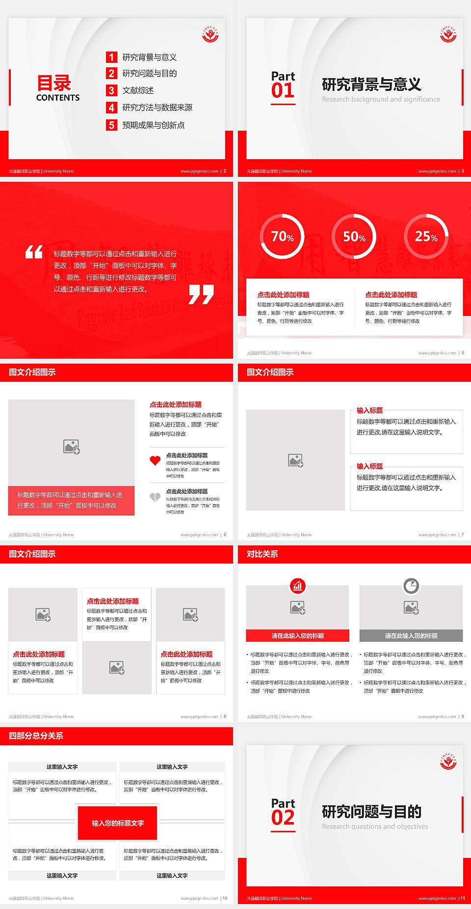 大连翻译职业学院硕士研究生/本科生毕业论文答辩/开题报告通用PPT模板下载4:3格式幻灯片预览图2