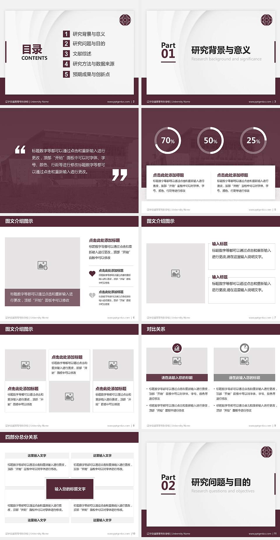 辽宁交通高等专科学校硕士研究生/本科生毕业论文答辩/开题报告通用PPT模板下载4:3格式幻灯片预览图2