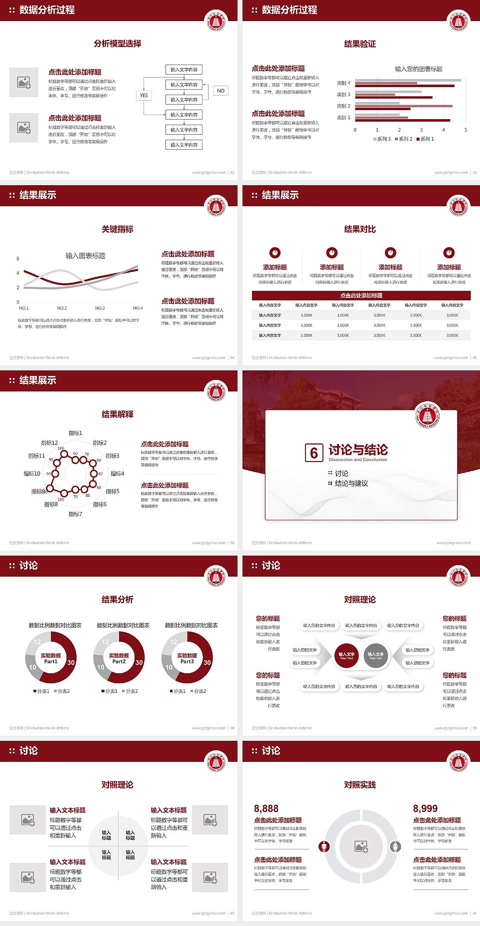 玉溪师范学院论文答辩标准PPT模板4:3格式幻灯片预览图5