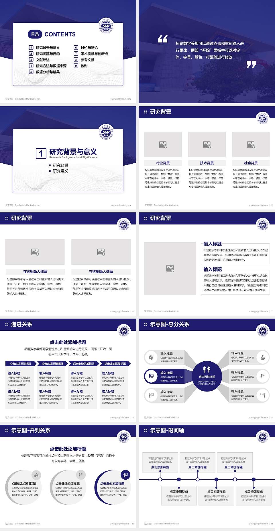 山东外事职业大学论文答辩标准PPT模板4:3格式幻灯片预览图2