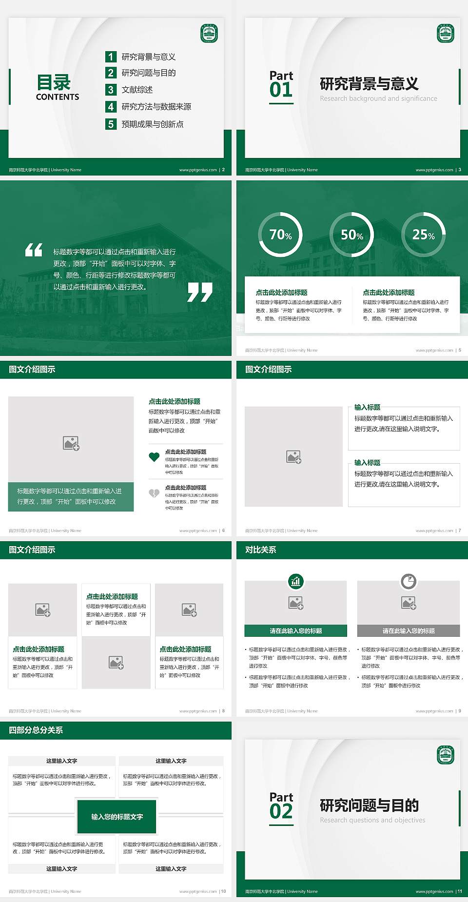 南京师范大学中北学院硕士研究生/本科生毕业论文答辩/开题报告通用PPT模板下载4:3格式幻灯片预览图2