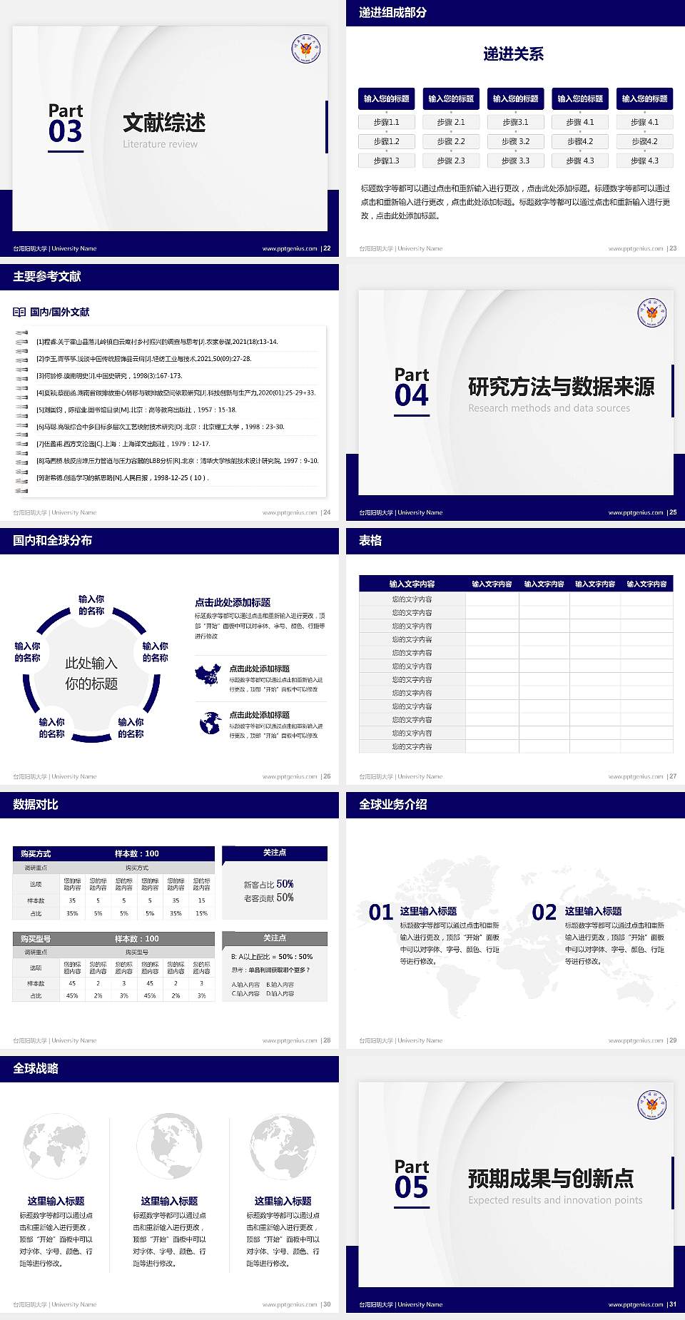 台湾阳明大学硕士研究生/本科生毕业论文答辩/开题报告通用PPT模板下载4:3格式幻灯片预览图4