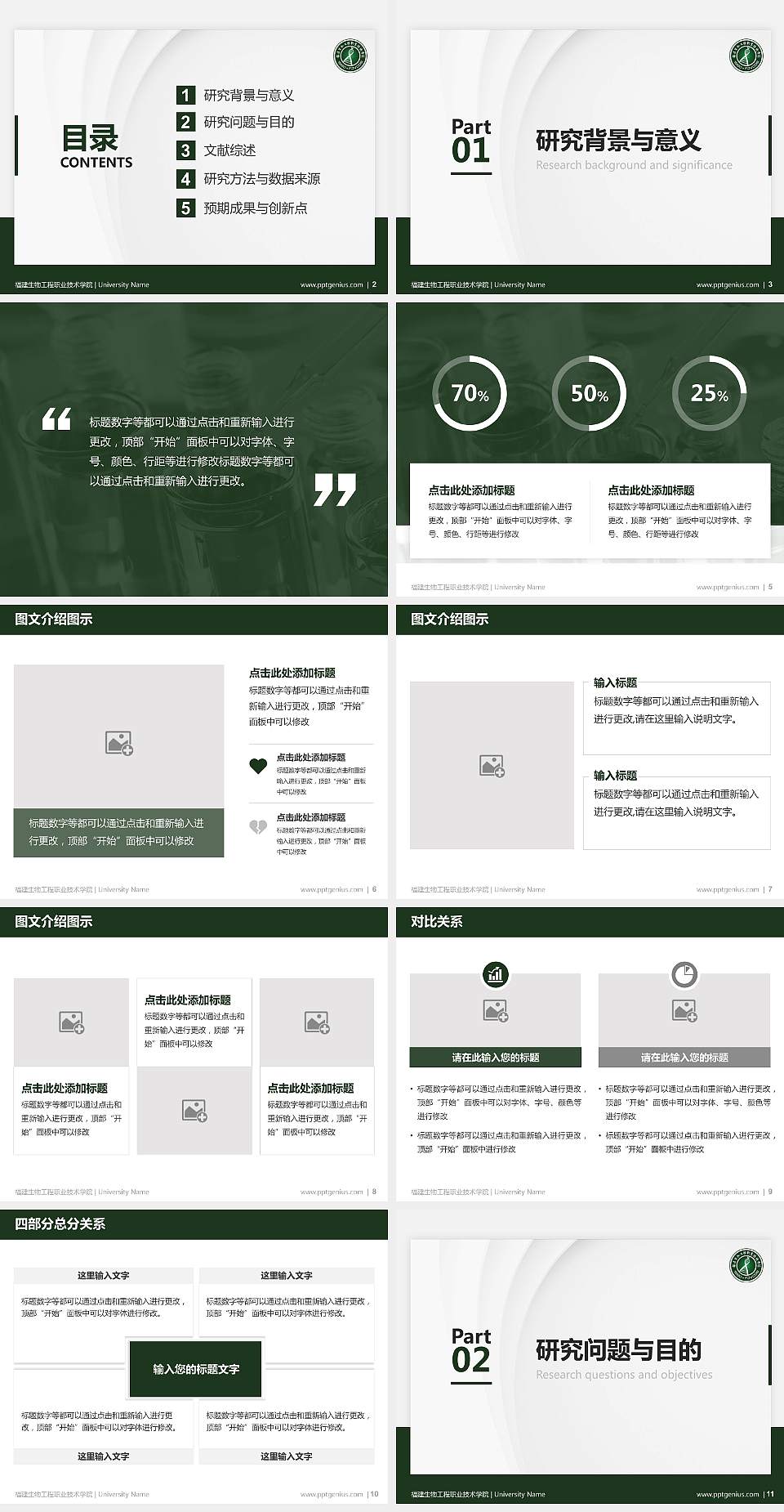 福建生物工程职业技术学院硕士研究生/本科生毕业论文答辩/开题报告通用PPT模板下载4:3格式幻灯片预览图2