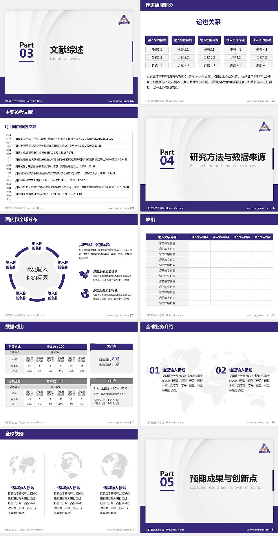 周口职业技术学院硕士研究生/本科生毕业论文答辩/开题报告通用PPT模板下载4:3格式幻灯片预览图4