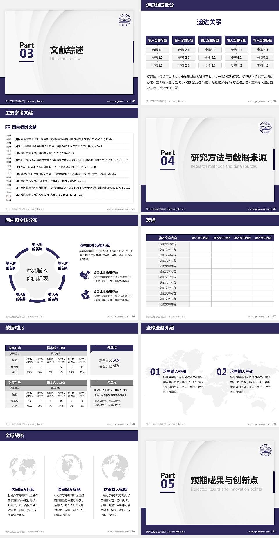 贵州工程职业学院硕士研究生/本科生毕业论文答辩/开题报告通用PPT模板下载4:3格式幻灯片预览图4