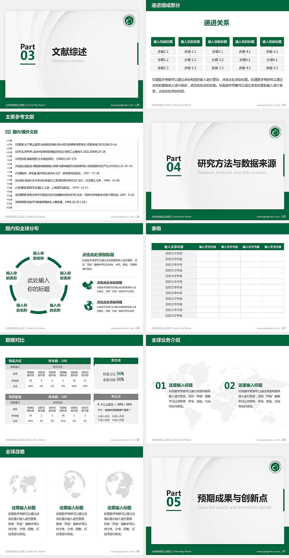 台州科技职业学院硕士研究生/本科生毕业论文答辩/开题报告通用PPT模板下载4:3格式幻灯片预览图4