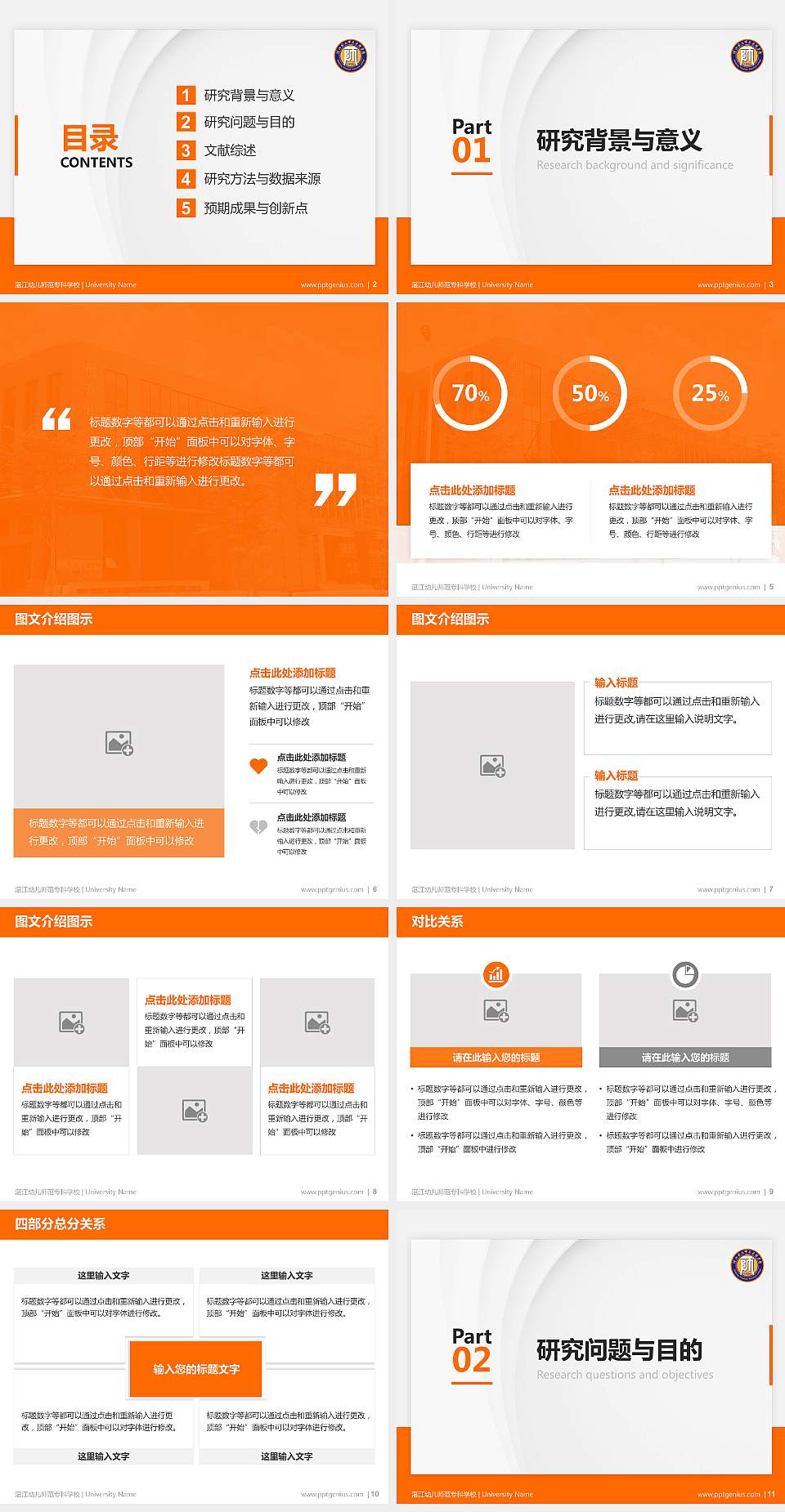 湛江幼儿师范专科学校硕士研究生/本科生毕业论文答辩/开题报告通用PPT模板下载4:3格式幻灯片预览图2