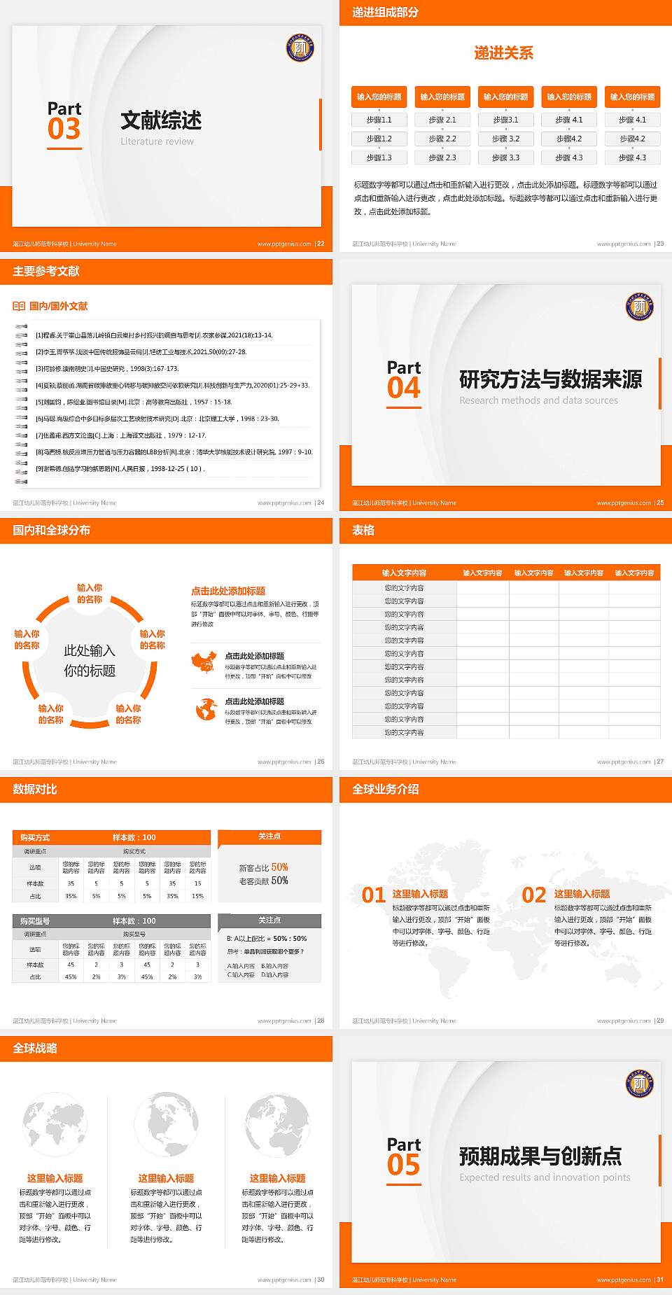 湛江幼儿师范专科学校硕士研究生/本科生毕业论文答辩/开题报告通用PPT模板下载4:3格式幻灯片预览图4