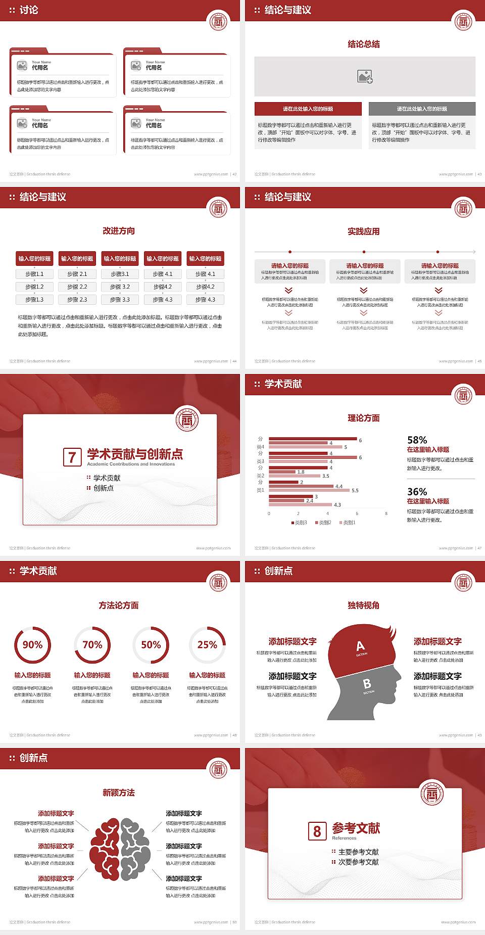 四川商务职业学院论文答辩标准PPT模板4:3格式幻灯片预览图6